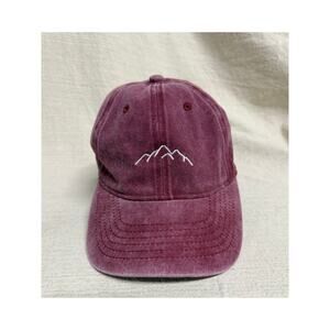 Caps Apparel Washed Mountains Hat Red Dad Cap Adjustable Strap 100% cotton